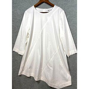 J Jill Womens White Asymmetrical Tunic Blouse Sz L Tall